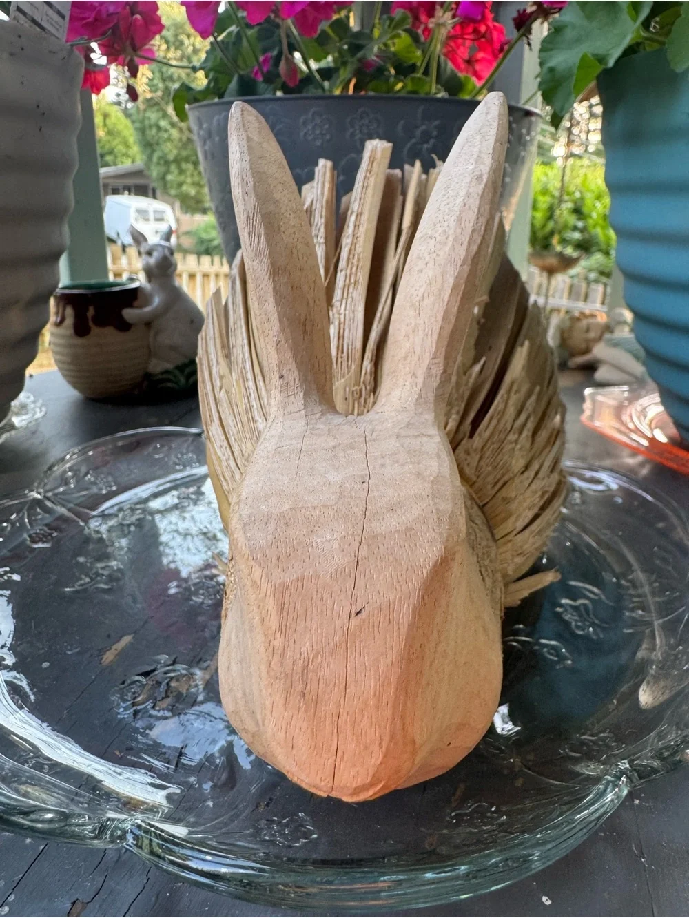 Vintage Primitive Folk Art Rabbit Artist Carved Wooden Head